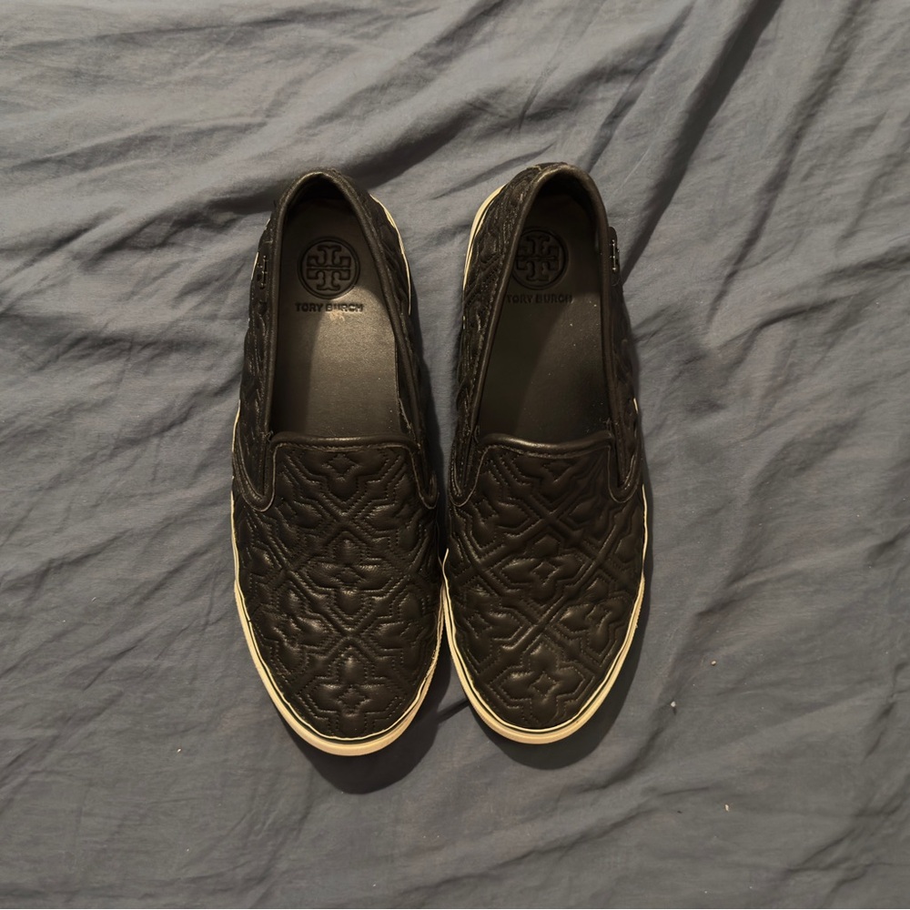 Tory Burch Black Quilted Loafers